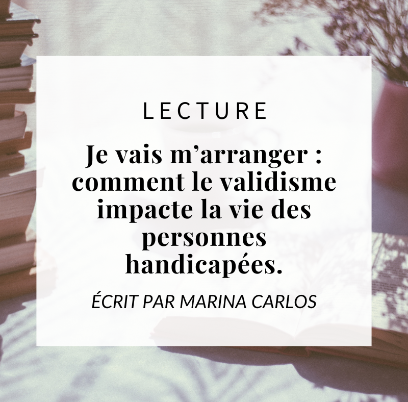 Lecture : « Je vais m’arranger » de Marina Carlos